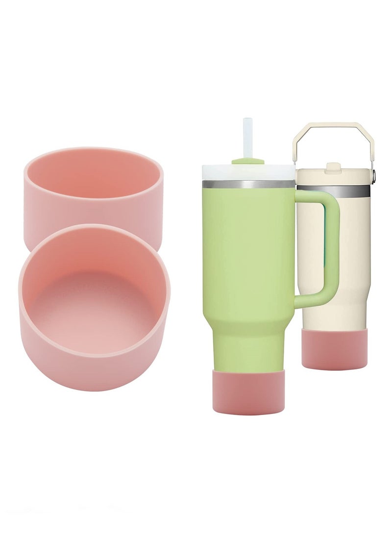 RTYY - 2 pack Silicone Boot For Stanley Quencher Tumbler 30 oz 40 oz, Bottom Boot for Stanley IceFlow Flip 30 20 oz, Protector Sleeve for Water Bottle 12-24oz (pink) - Image 1