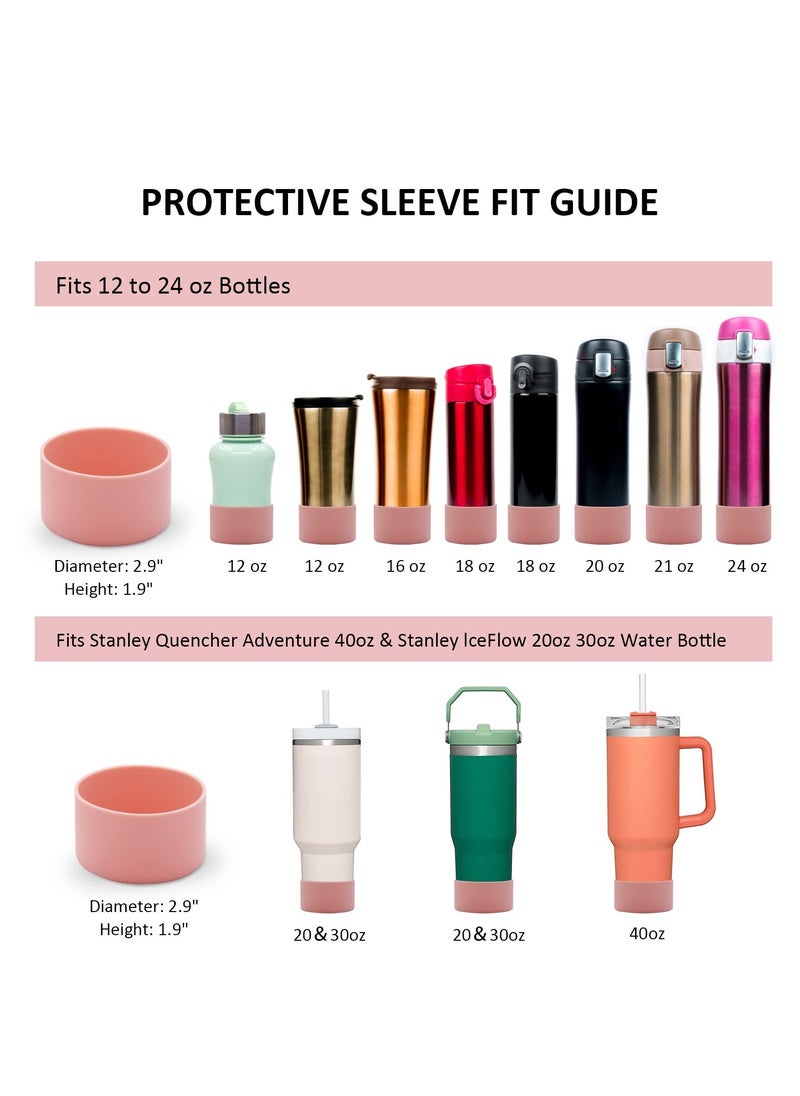 RTYY - 2 pack Silicone Boot For Stanley Quencher Tumbler 30 oz 40 oz, Bottom Boot for Stanley IceFlow Flip 30 20 oz, Protector Sleeve for Water Bottle 12-24oz (pink) - Image 1