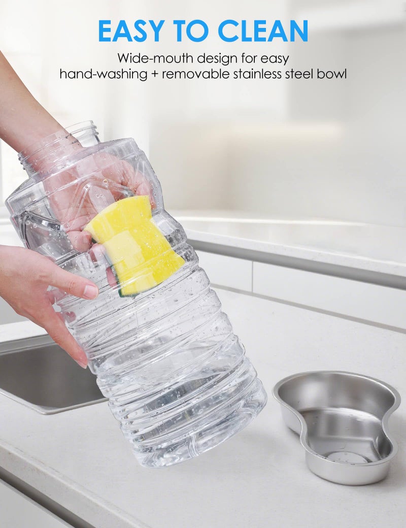 Heouvo 2.5 Gallon Automatic Dog Water Dispenserã€Wide Mouth for Easy Hand-in Cleaningã€‘ã€Removable Stainless Steel Bowlã€‘, Gravity Refilling Large Capacity for Cats and Dogs, Multi-Pet Homes - Image 3