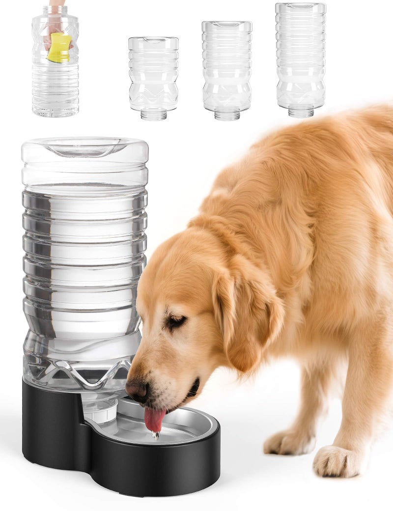 Heouvo 2.5 Gallon Automatic Dog Water Dispenserã€Wide Mouth for Easy Hand-in Cleaningã€‘ã€Removable Stainless Steel Bowlã€‘, Gravity Refilling Large Capacity for Cats and Dogs, Multi-Pet Homes - Image 1