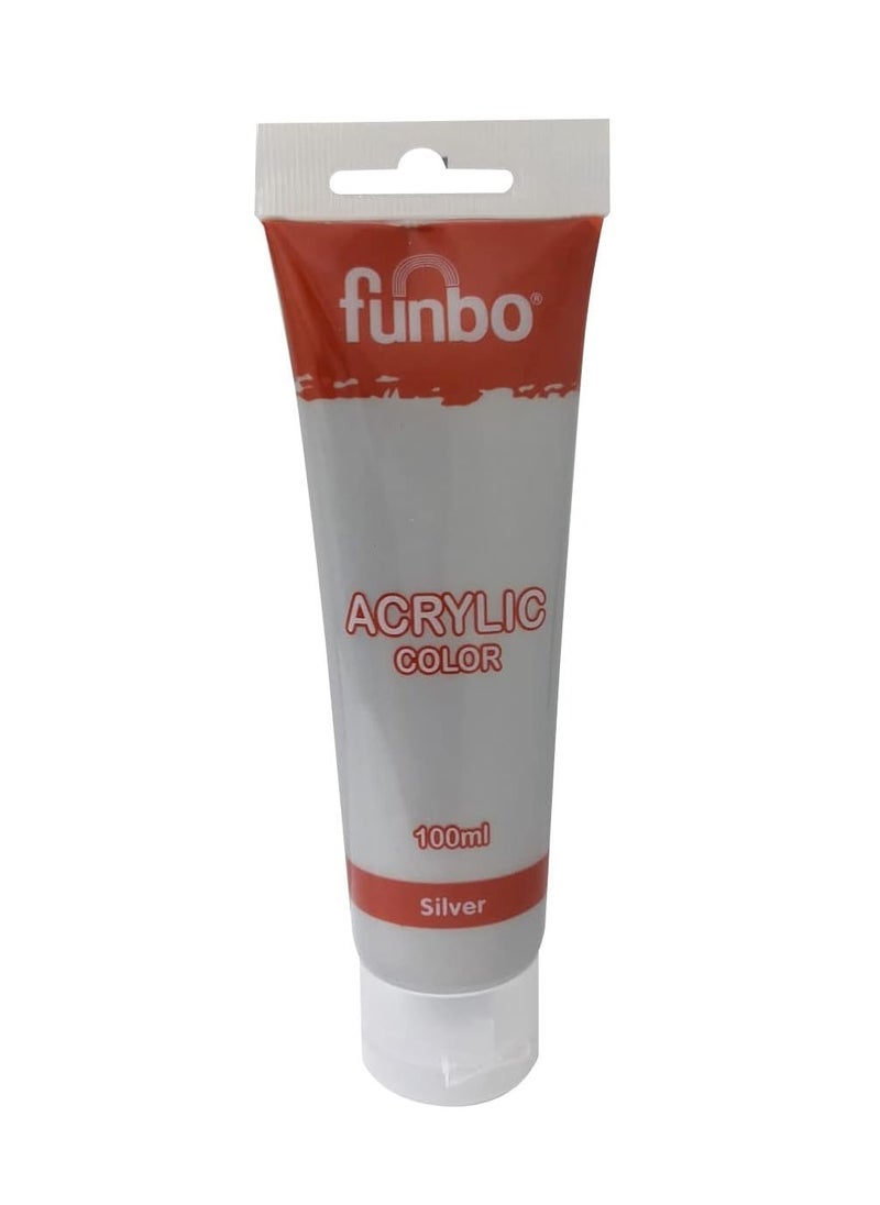 Funbo - Acrylic Colour Tube 100ml Silver - Image 1