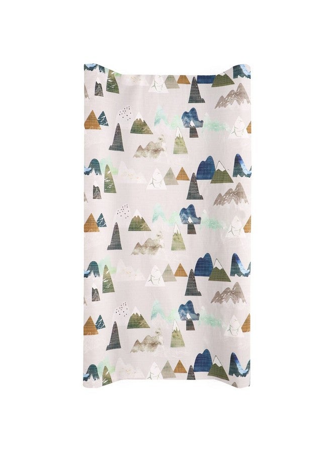 TANOFAR غطاء وسادة تغيير الحفاضات لسرير تغيير الحفاضات للأطفال حديثي الولادة للأولاد ناعم وقابل للتنفس مع تصميم جبلي - Image 1