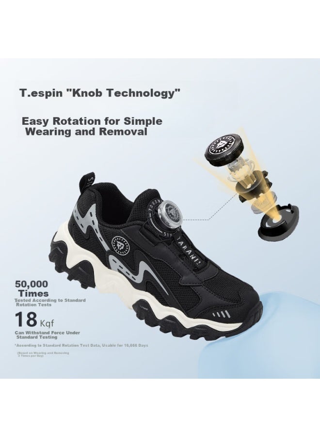 Taranis Spring Kids Sports Shoes Boys Girls Lightweight Running Shoes Breathable Casual Sneakers Dad Shoes Black/grey Size 33