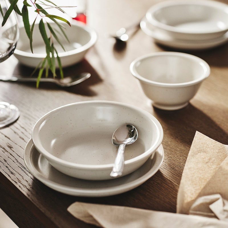 Baitique Stoneware Deep Plate, Speckled Light Beige, 19 cm - Image 2