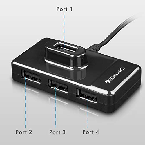 ZEBRONICS Zeb-100HB 4 Ports USB Hub for Laptop, PC Computers, Plug & Play, Backward Compatible - Black - Image 3