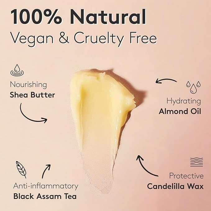Delhicious MighTea Moisture Face Body Balm for Very Dry Skin Nourishing Shea Butter Moisturiser Eczema Relief Psoriasis Treatment Natural Vegan Ayurveda Body Butter with Almond Oil 50g - Image 4