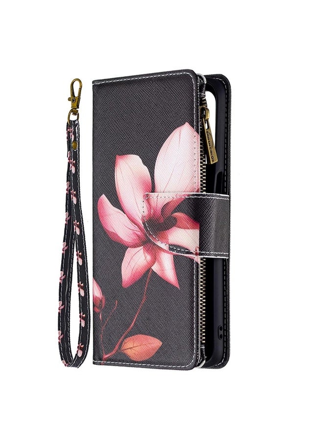 HuHa Case Cover For OPPO A74 5G/A93 5G/A54 5G Colored Drawing Pattern Zipper Horizontal Flip Leather Case with Holder & Card Slots & Wallet(Lotus)  - Image 2