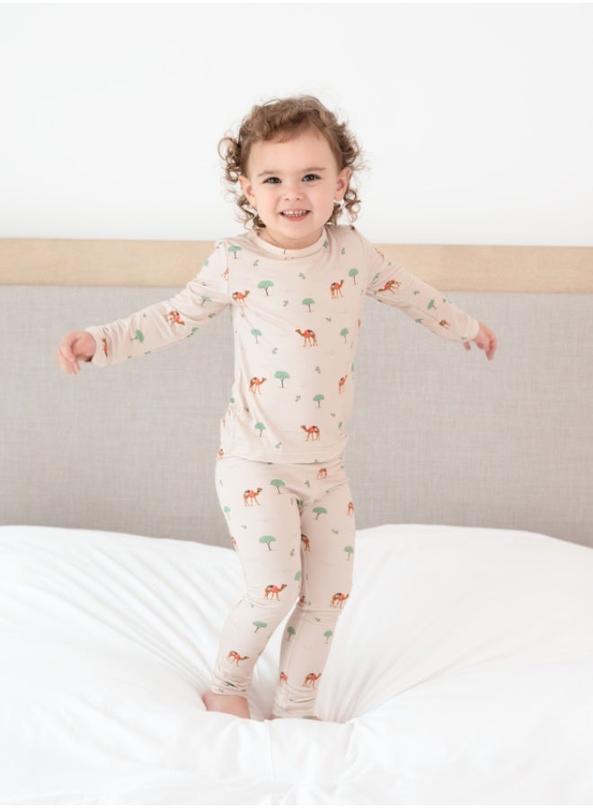 Hushabye – Bamboo Pyjamas for Kids – Camel Print - Image 1