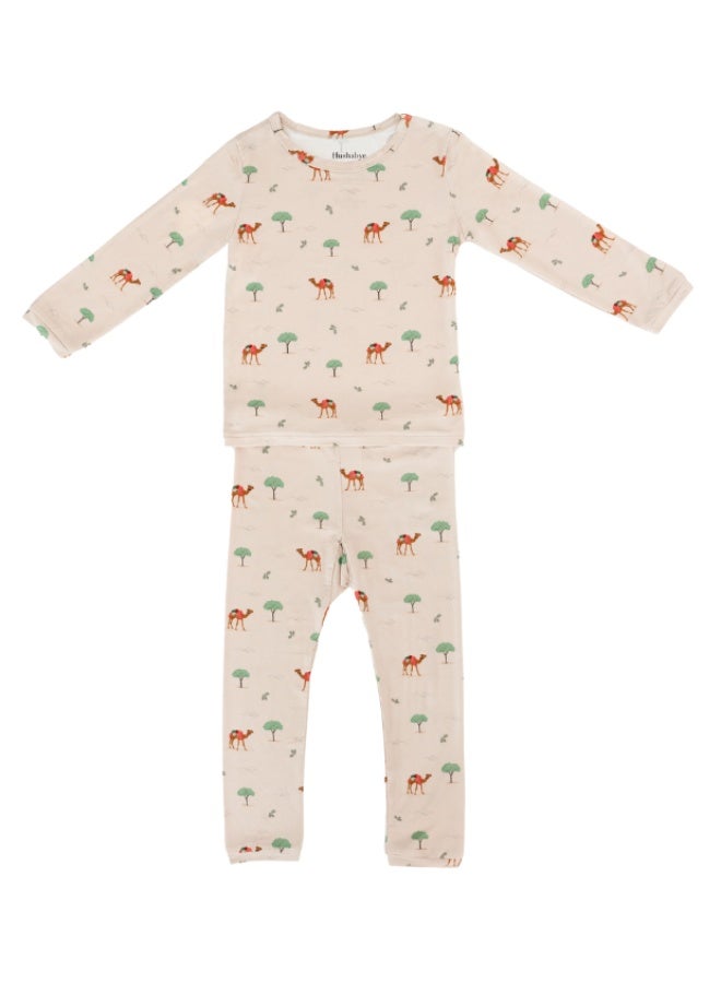 Hushabye – Bamboo Pyjamas for Kids – Camel Print - Image 2