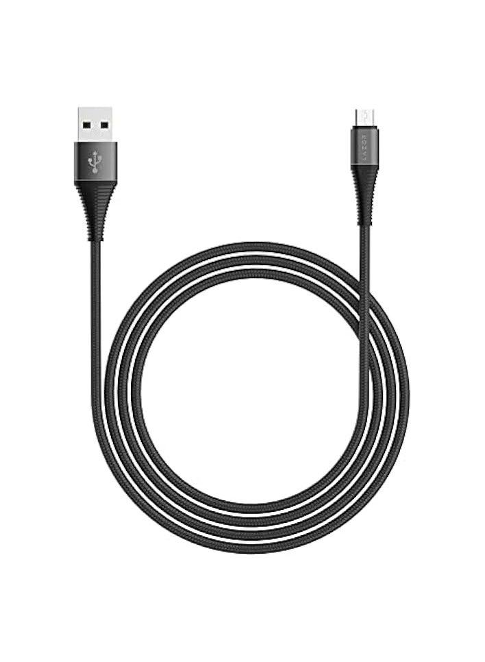 LAZOR Flow CM32 USB-A TO Micro-USB Fast Charging Cable, Premium 1 Meter, 2.4A Fast Sync and Charge Cable,Black - Image 1