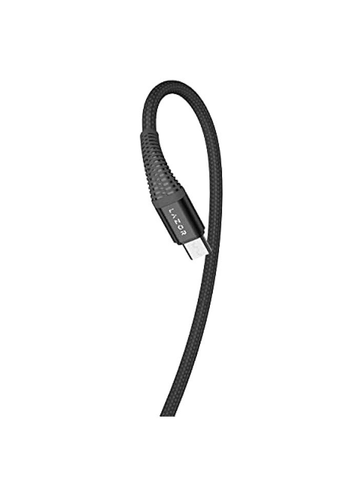 LAZOR Flow CM32 USB-A TO Micro-USB Fast Charging Cable, Premium 1 Meter, 2.4A Fast Sync and Charge Cable,Black - Image 2