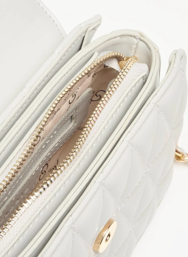 Celeste Quilted Crossbody Bag with Magnetic Closure and Chain Link Strap