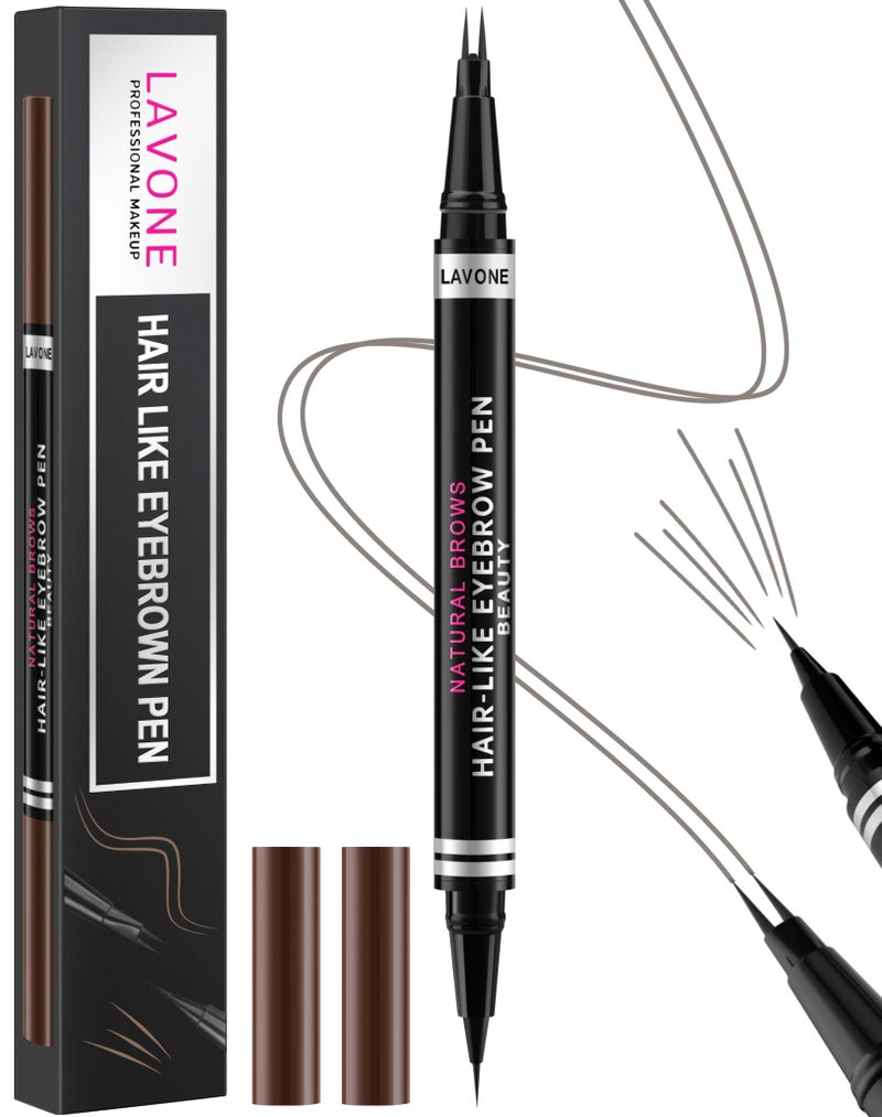 LAVONE Eyebrow Pencil, 2-in-1 Waterproof Eyebrow Pen, with 2 Tip Microblading Eyebrow Pencil and Ultra-Precise Brow Pencil, with Eyebrow Brush, Eyebrow Pencils for Women, Natural Hair-Like Brows - Grey - Image 1