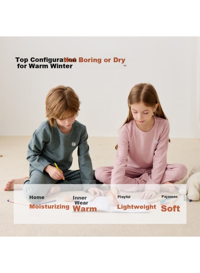 Junejunior [first Class] Children's Thermal Underwear Set, Silk And Cashmere Autumn Top And Pants, Pajamas For Fall And Winter, Base Layer, Moisture-wicking And Heat-generating