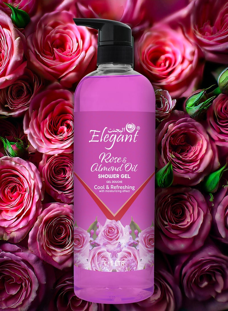 Elegant 6-Pieces Rose & Almond Oil Shower Gel 1 Liter - Image 2