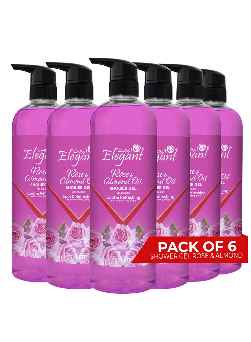 Elegant 6-Pieces Rose & Almond Oil Shower Gel 1 Liter - Image 1
