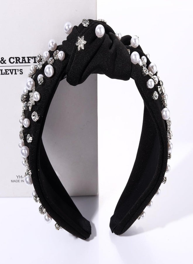 HZEYN Christmas Pearl Snowflake Headband - Jeweled Crystal Embellished Knotted Hair Accessory for Women - Winter Xmas Santa Holiday Party - Image 4