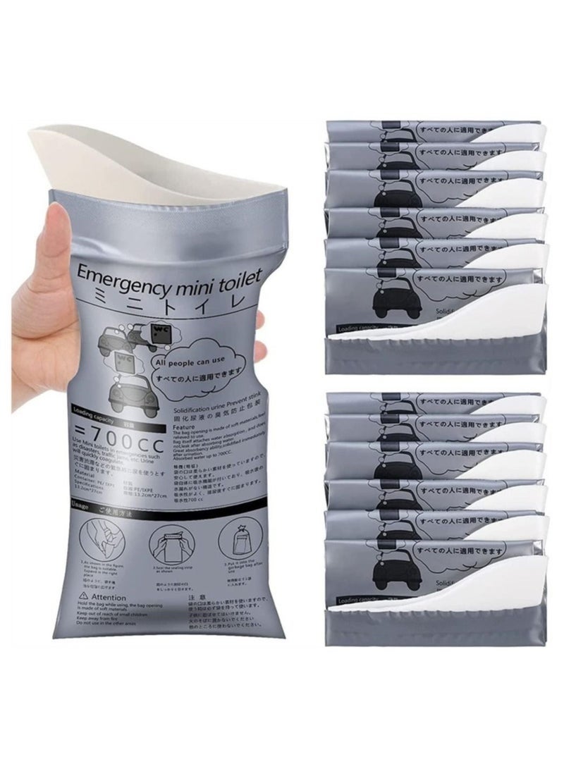 Disposable Urine Bags, 700ML Large Capacity Camping Pee Bags, Unisex Urinals Vomit Bags for Travel Urinal Toilet Traffic Jam Emergency Portable Toilet Bee Bag for Men Women Kids Patient(12 Pack) - Image 1