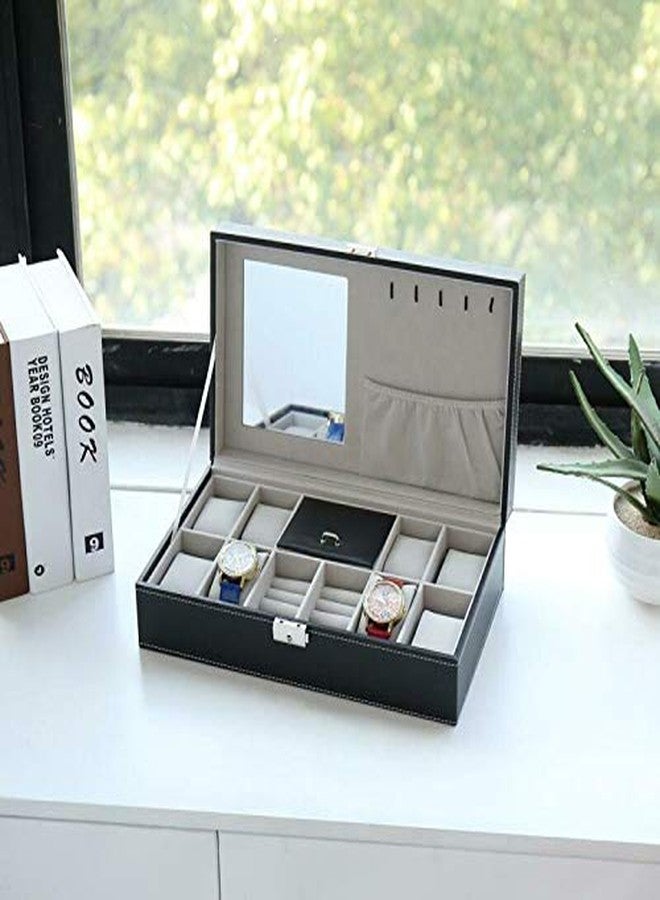 RONTENO Leather Men's & Women's Watch Box, Black - Image 5