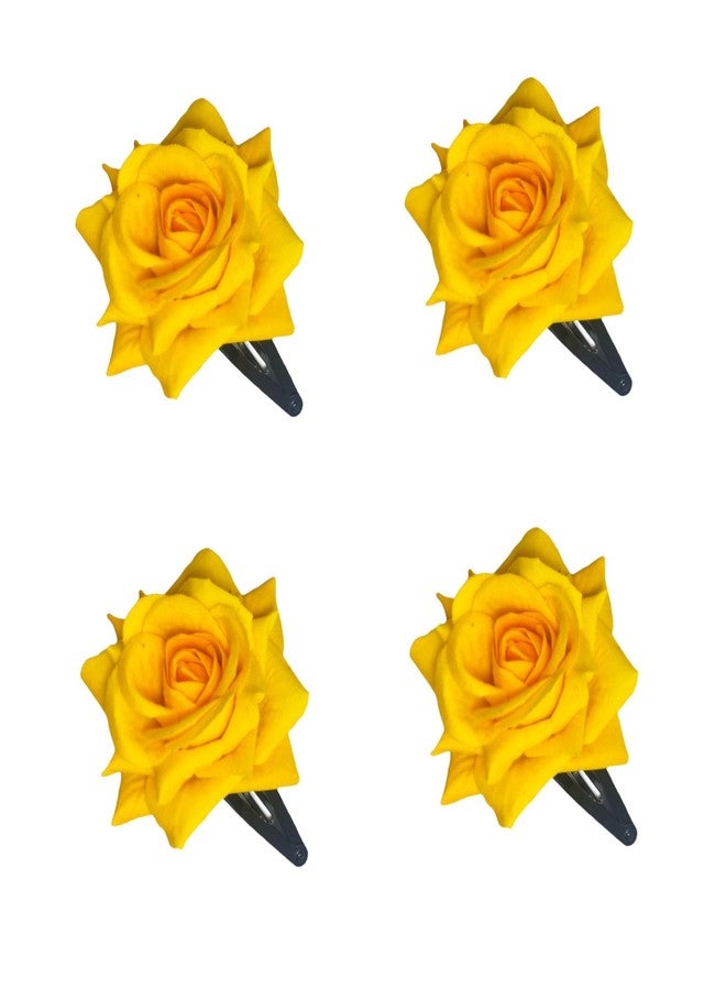 LYF5STAR Yellow Color Handmade Rose Tiktok, Rose Hair Accessories for Stylish Bridal Women, Elegant Wedding Hair Accessories | Pack of 4 - Image 1