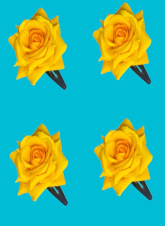 LYF5STAR Yellow Color Handmade Rose Tiktok, Rose Hair Accessories for Stylish Bridal Women, Elegant Wedding Hair Accessories | Pack of 4 - Image 2