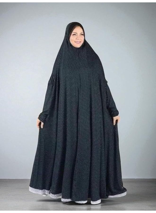 خمار صلاة طويل فضفاض . مريح من قماش ليكرا والقطن الناعم باكمام . ملحفة للنساء - Image 3