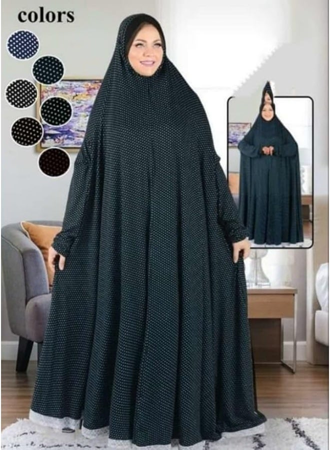 خمار صلاة طويل فضفاض . مريح من قماش ليكرا والقطن الناعم باكمام . ملحفة للنساء - Image 2