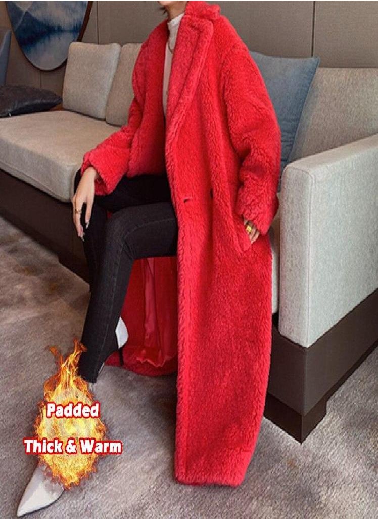 Eckek - Long Teddy Bear Jacket Coat Women Winter Thick Warm Oversized Chunky Outerwear Overcoat Women Faux Lambswool Fur Coats - Image 1