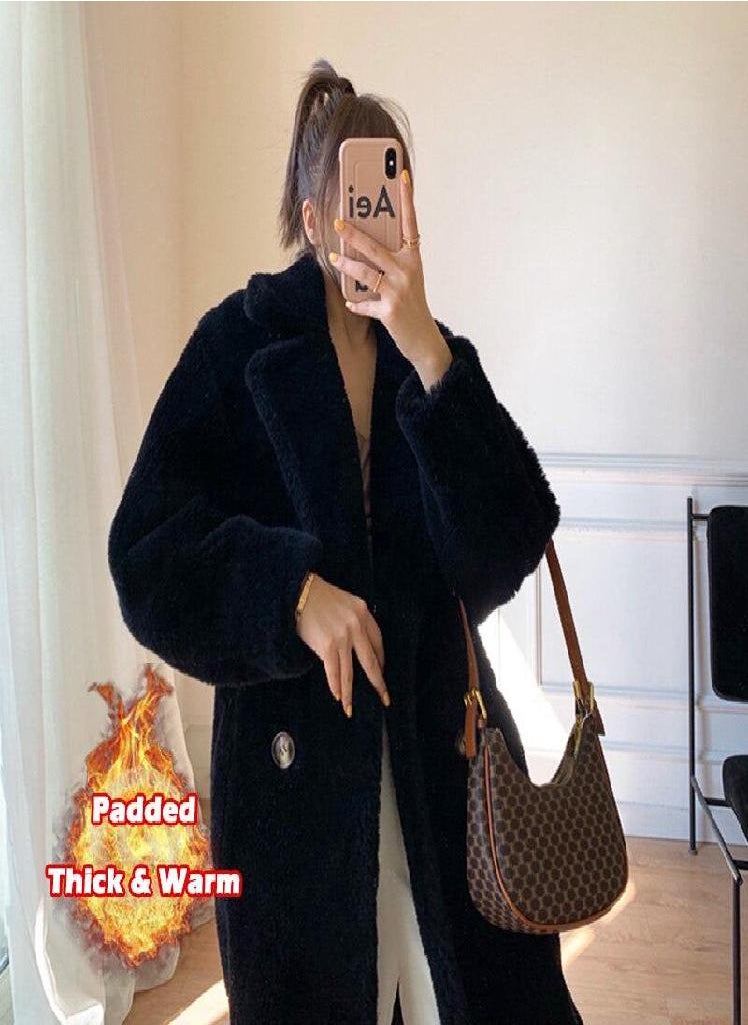 Eckek - Long Teddy Bear Jacket Coat Women Winter Thick Warm Oversized Chunky Outerwear Overcoat Women Faux Lambswool Fur Coats - Image 1