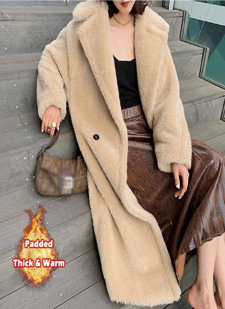 Eckek - Long Teddy Bear Jacket Coat Women Winter Thick Warm Oversized Chunky Outerwear Overcoat Women Faux Lambswool Fur Coats - Image 1