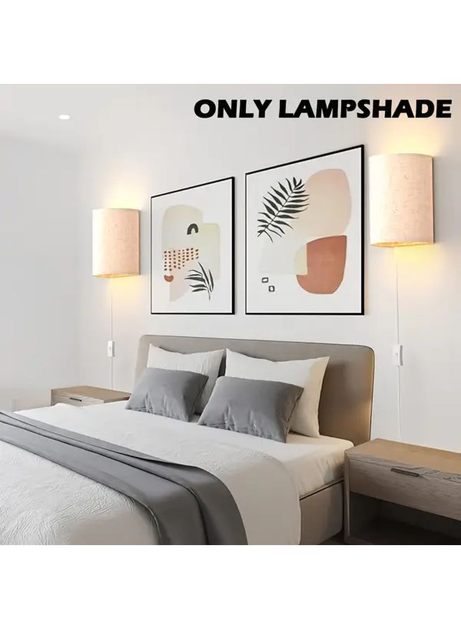 مجموعة من اثنين من أغطية مصابيح الحائط الكتانية مع طريقتين للتركيب لغرفة النوم وغرفة المعيشة والممر - Image 2