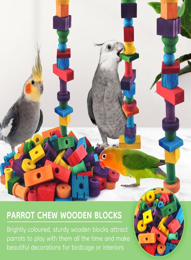DBNESS Bird Toys for Parrots, 200 Pcs Colorful Multi-Shaped DIY Wooden Blocks Craft, Natural Parrot Chew Training Foot Toy for Amazon African Grey Cockatiels Conure Monk Parakeet - Image 5