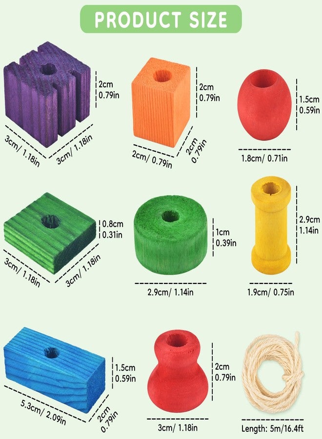 DBNESS Bird Toys for Parrots, 200 Pcs Colorful Multi-Shaped DIY Wooden Blocks Craft, Natural Parrot Chew Training Foot Toy for Amazon African Grey Cockatiels Conure Monk Parakeet - Image 3