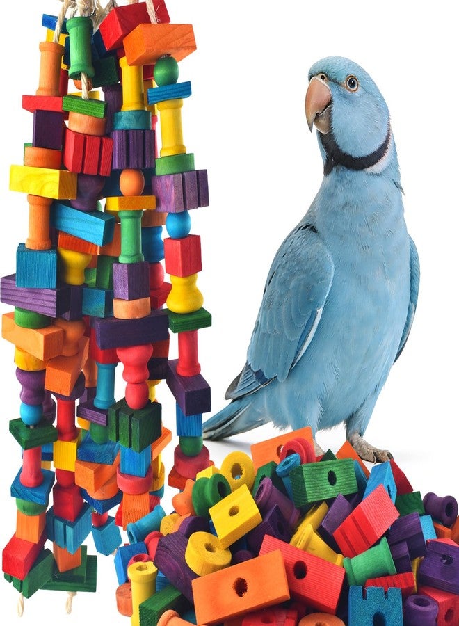 DBNESS Bird Toys for Parrots, 200 Pcs Colorful Multi-Shaped DIY Wooden Blocks Craft, Natural Parrot Chew Training Foot Toy for Amazon African Grey Cockatiels Conure Monk Parakeet - Image 1