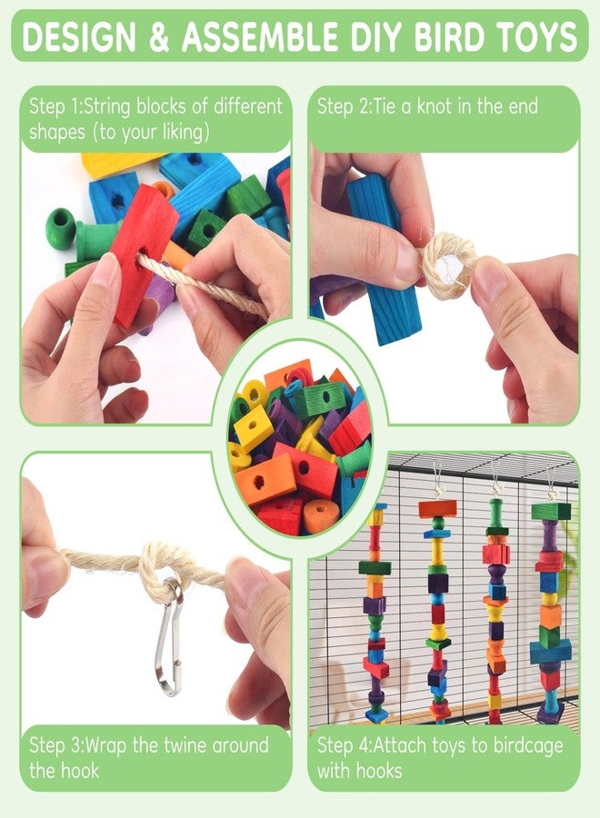 DBNESS Bird Toys for Parrots, 200 Pcs Colorful Multi-Shaped DIY Wooden Blocks Craft, Natural Parrot Chew Training Foot Toy for Amazon African Grey Cockatiels Conure Monk Parakeet - Image 4