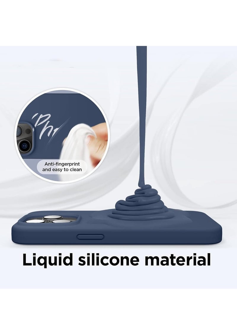 Raxoom [3-in-1] iPhone 15 Plus Case Bundle â€“ Navy Blue Liquid Silicone Shockproof Cover with 9H Tempered Glass Screen Protector - Image 3