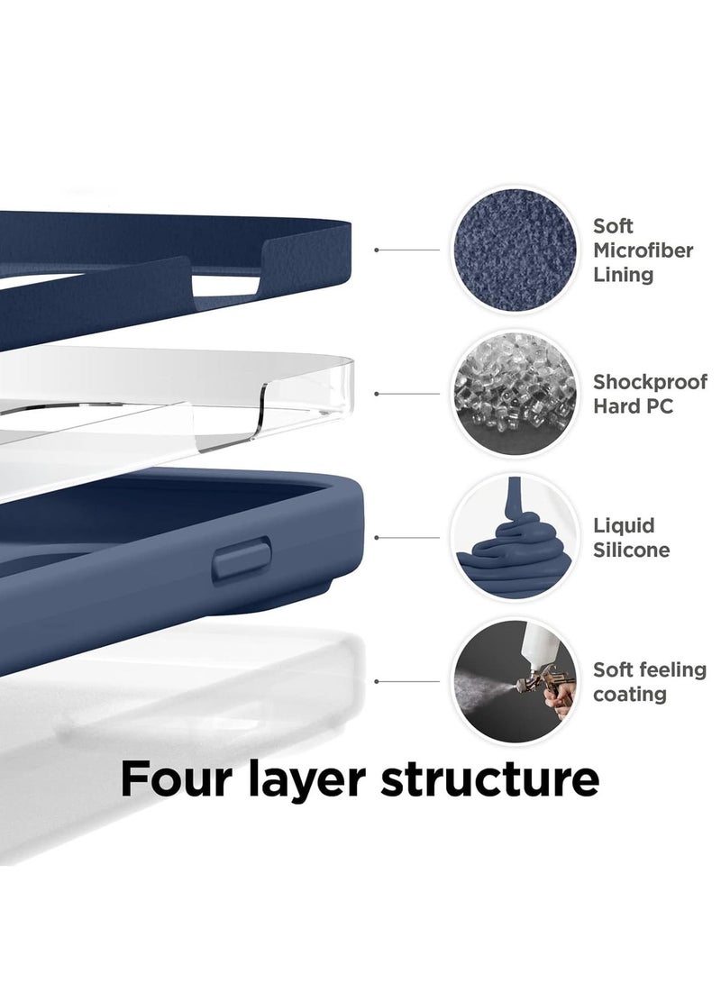 Raxoom [3-in-1] iPhone 15 Plus Case Bundle â€“ Navy Blue Liquid Silicone Shockproof Cover with 9H Tempered Glass Screen Protector - Image 4