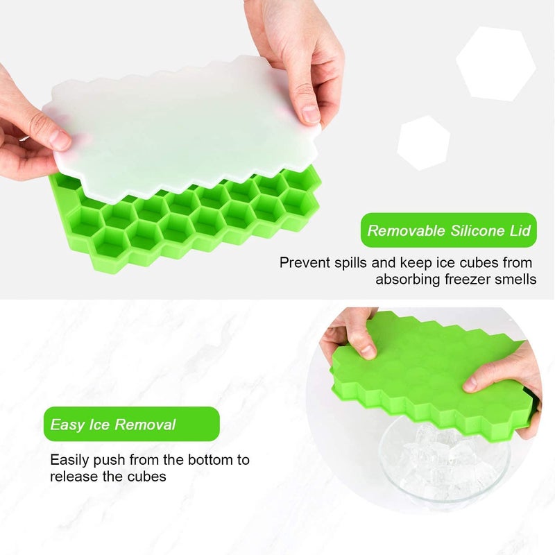 MoldBerry Honey Bee Ice Cube Tray for Freezer Flexible 37 Cavity Ice Cube Mould for Cake Chocolate Whiskey Cocktails BPA Free Ice Cube Trays with Lid Pack of 1 Multi Color - Image 4