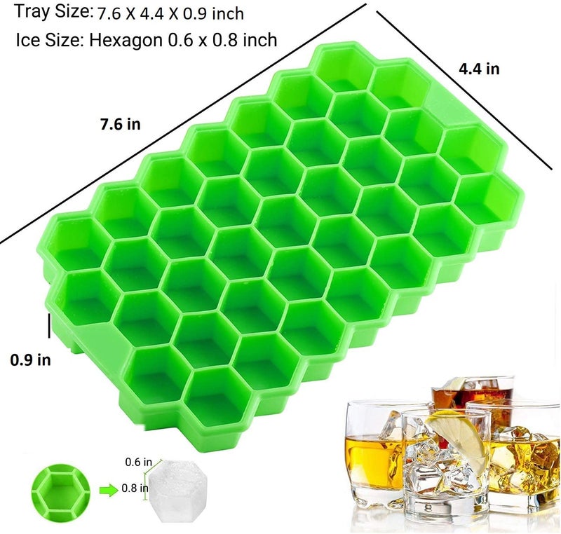 MoldBerry Honey Bee Ice Cube Tray for Freezer Flexible 37 Cavity Ice Cube Mould for Cake Chocolate Whiskey Cocktails BPA Free Ice Cube Trays with Lid Pack of 1 Multi Color - Image 2