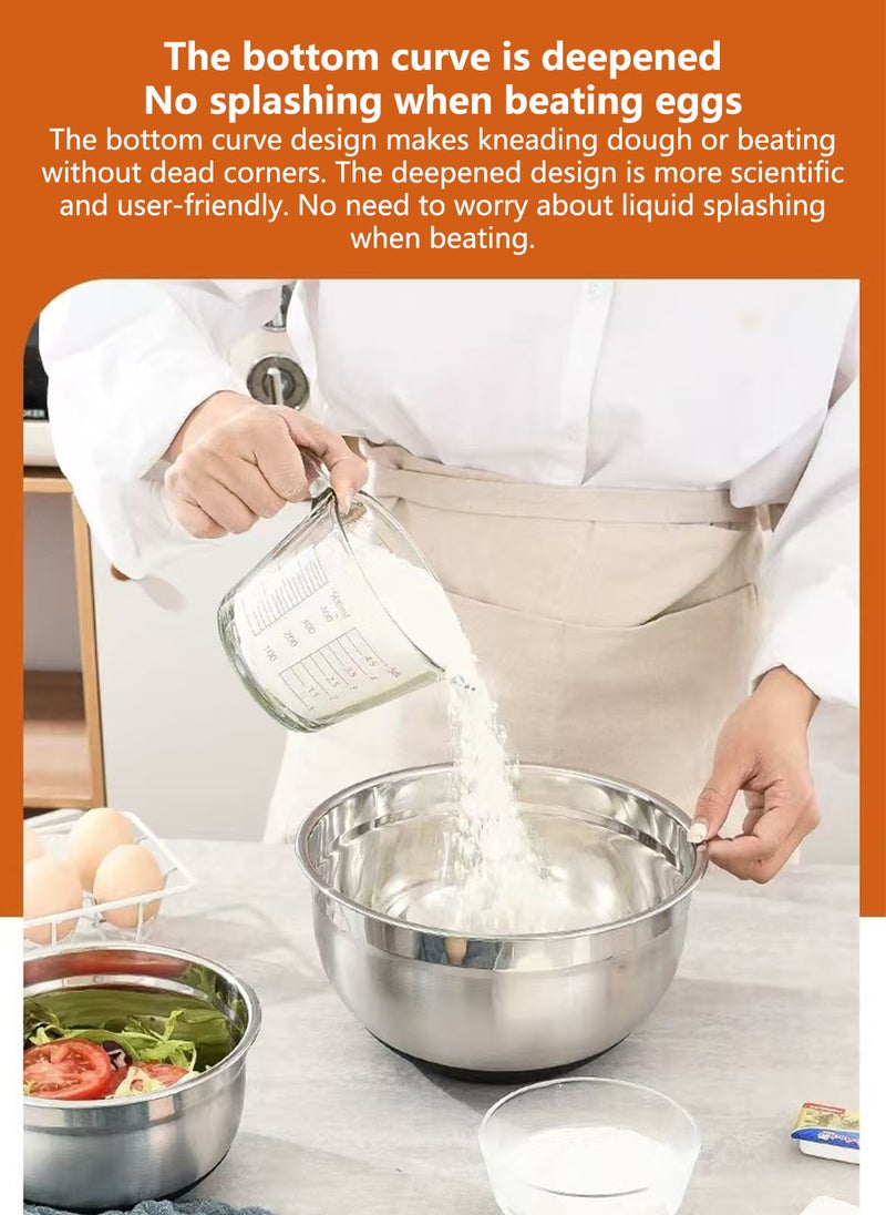 Sharpdo 5-Piece Stainless Steel Mixing Bowl Set With Airtight Lids Nesting Mixing Bowl Set For Baking Mixing Serving And Preparing Metal Bowls With Non-Slip Bottom  - Image 5
