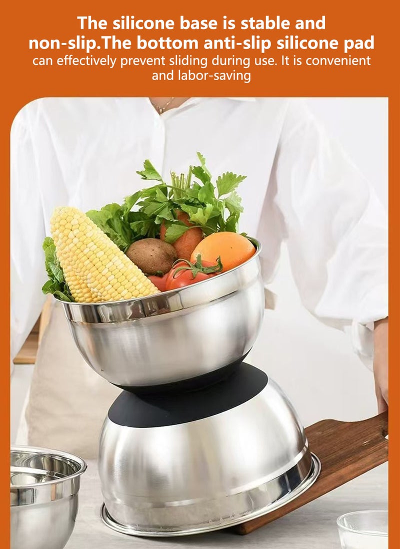 Sharpdo - 5-Piece Stainless Steel Mixing Bowl Set With Airtight Lids Nesting Mixing Bowl Set For Baking Mixing Serving And Preparing Metal Bowls With Non-Slip Bottom - Image 1