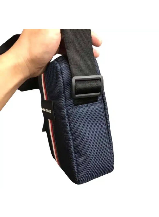 Hilfiger Denim Men’s Blue Crossbody Bag by Tommy Hilfiger – Compact Sporty Fabric Shoulder Bag with Signature Stripe - Image 4