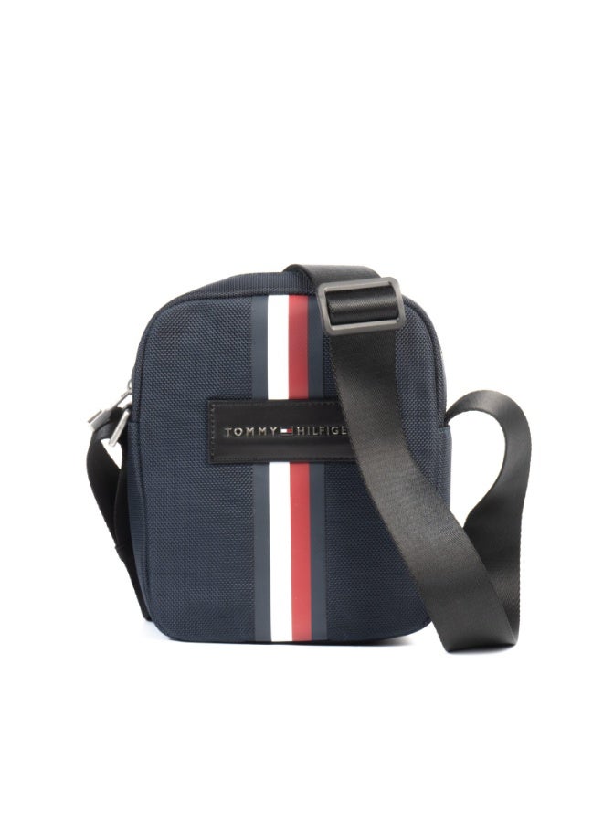 Hilfiger Denim Men’s Blue Crossbody Bag by Tommy Hilfiger – Compact Sporty Fabric Shoulder Bag with Signature Stripe - Image 1