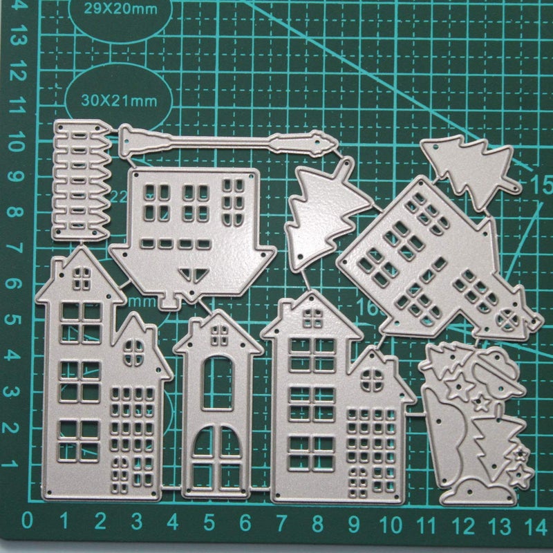 MosBug Forest Village House Tree Metal Cutting Dies 108.4cm for Scrapbooking Card Album Making DIY Craft Die Cut