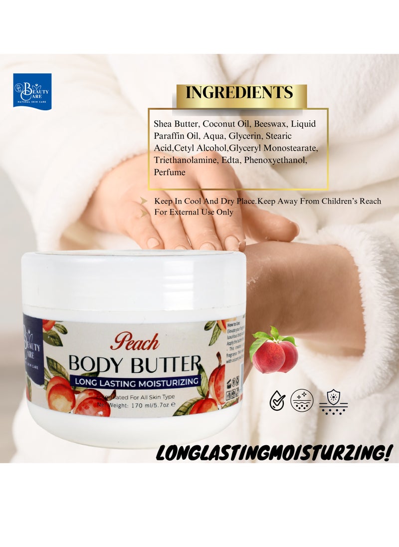 GC Beauty Care GC Beauty Care Peach Body Butter – 170ml / 5.7oz – Long-Lasting Moisturizer with UVA & UVB Protection – For All Skin Types  - Image 4