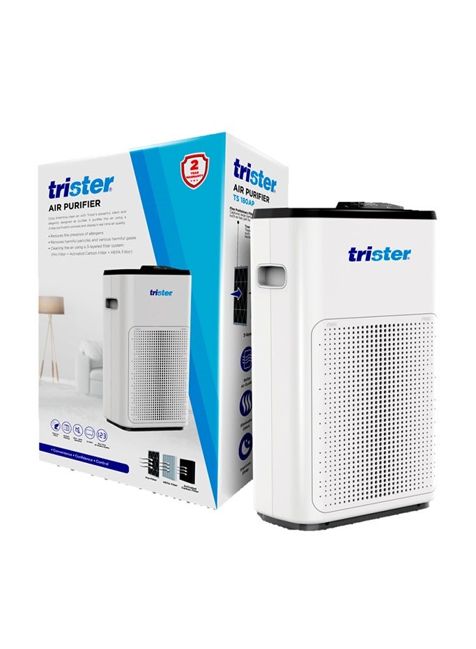 trister جهاز تنقية الهواء بنظام ترشيح متقدم مكون من 3 طبقات بما في ذلك فلتر HEPA وفلتر الكربون النشط، فائق الهدوء، وعرض جودة الهواء في الوقت الفعلي، يغطي مساحة من 14 إلى 24 مترًا مربعًا - Image 1