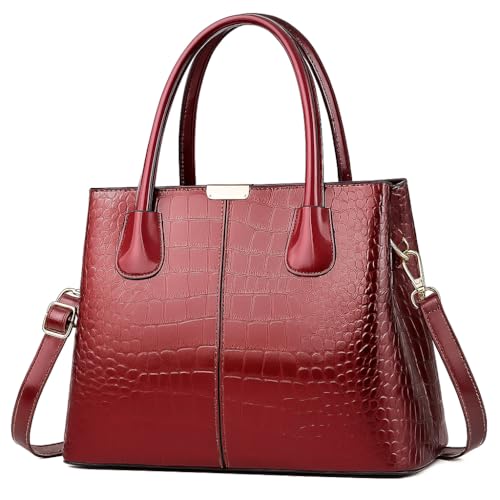 NOJTI Women’s Handbag Tote Bag Premium PU Leather Shoulder Bag with Top Handle & Detachable Strap – Stylish Large Capacity Purse for Office, Casual & Party Use (MaroonC) - Image 1