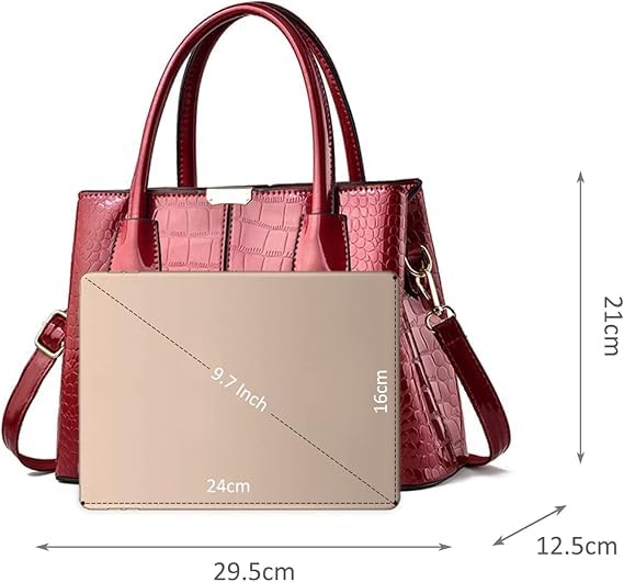 NOJTI Women’s Handbag Tote Bag Premium PU Leather Shoulder Bag with Top Handle & Detachable Strap – Stylish Large Capacity Purse for Office, Casual & Party Use (MaroonC) - Image 2