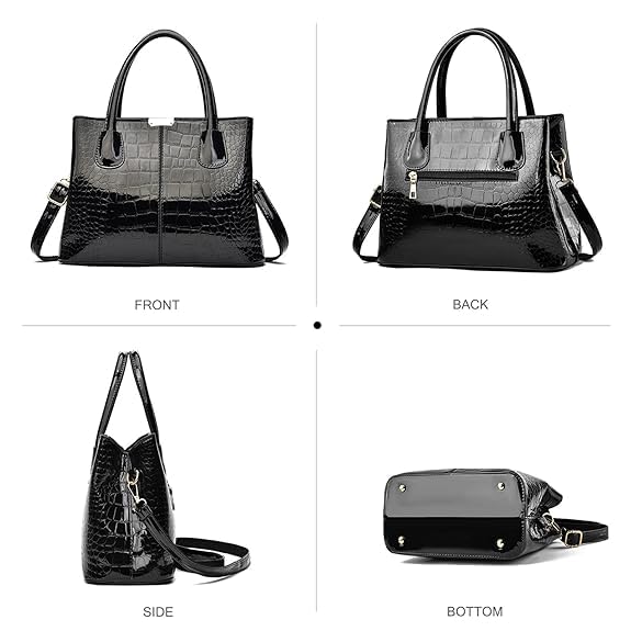 NOJTI Women’s Handbag Tote Bag Premium PU Leather Shoulder Bag with Top Handle & Detachable Strap – Stylish Large Capacity Purse for Office, Casual & Party Use (MaroonC) - Image 3