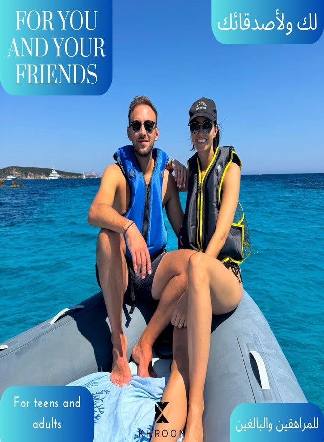 Khroom Inflatable Snorkel Vest for Adults and Teens | 150-190 cm Height | up to 100 kg | Complies with strict EU standard | Buoyancy Jacket for Snorkeling and SUP - Lightweight Snorkel Vest (Yellow) - Image 5